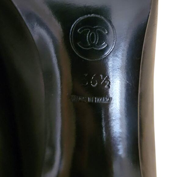 Chanel Vintage CC Logo Black Leather Pumps Heels IT 36.5 US 6 Karl Lagerfeld - Picture 7 of 10